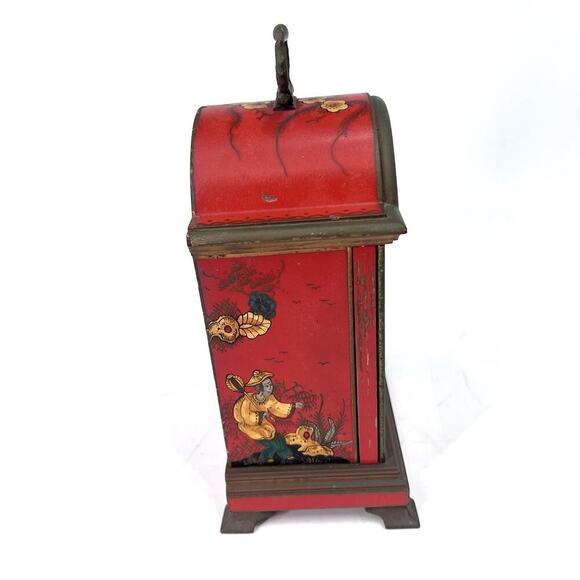 Vintage Elliott Of London Mantle Clock - Red Hand Painted Asian - Picture 2 of 8